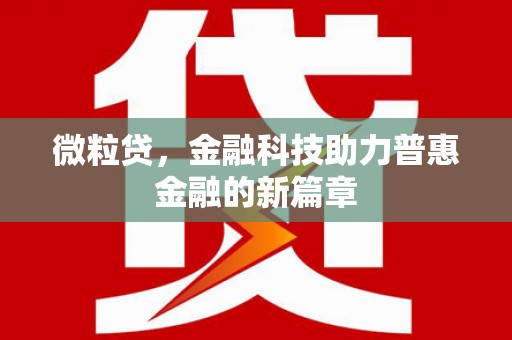 潜江微粒贷，金融科技助力普惠金融的新篇章