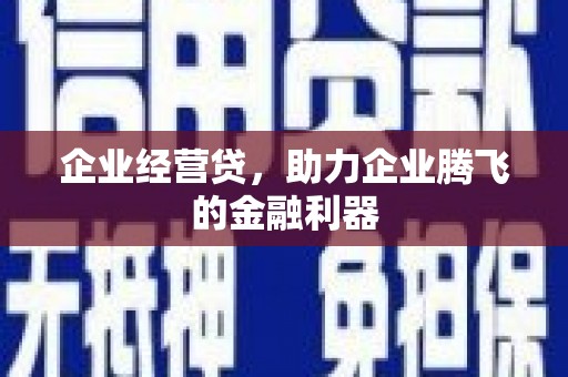 潜江企业经营贷，助力企业腾飞的金融利器