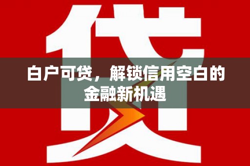潜江白户可贷，解锁信用空白的金融新机遇