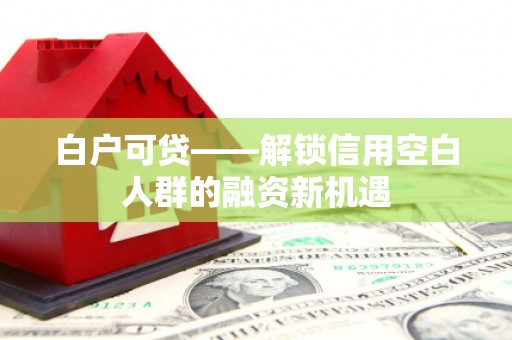 潜江白户可贷——解锁信用空白人群的融资新机遇