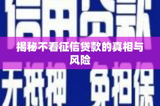 潜江揭秘不看征信贷款的真相与风险
