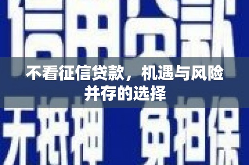 潜江不看征信贷款，机遇与风险并存的选择
